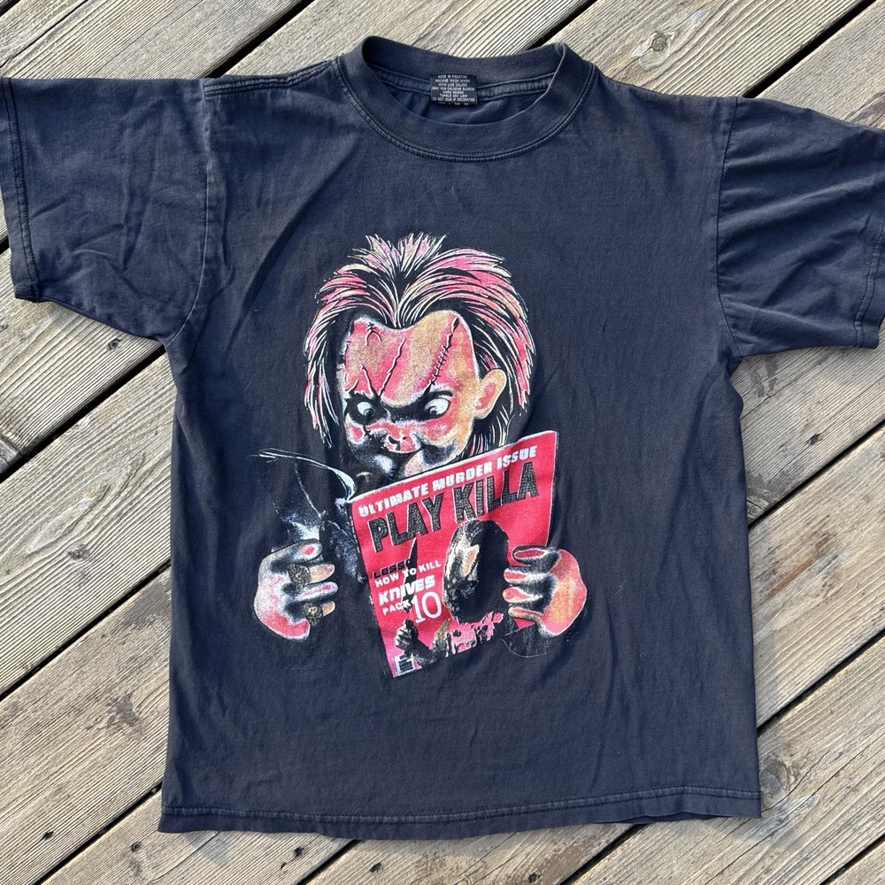 Chucky Childs Play Horror Movie Tee Play Killa Graphic Shirt Black Mens M
